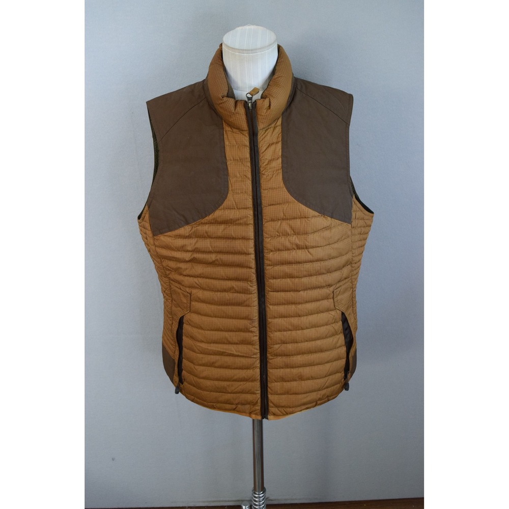 Eddie Bauer Sport Shop Puffer Vest Large Yellow Brown Goose Down 700 Women